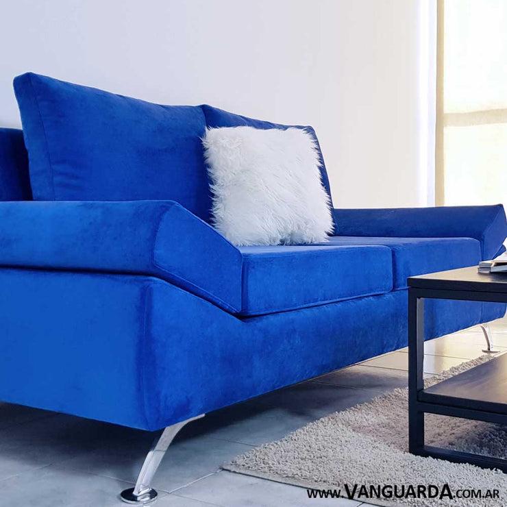 Sofa Moderno con patas metálicas de dos plazas Deully panne azul la bocca