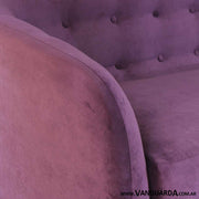 sillón Bouvard 3 cuerpos panne violeta lateral tela