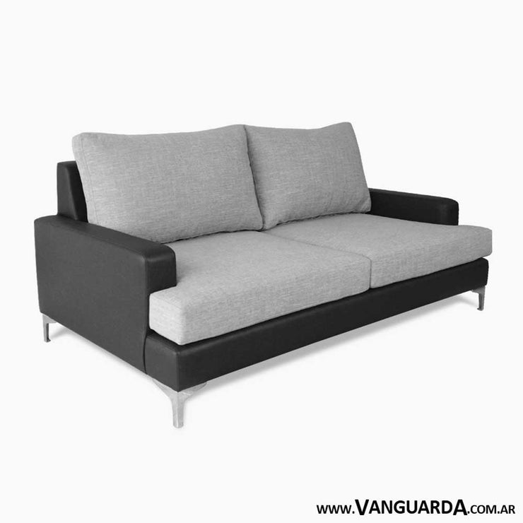 sofá industrial vintage Jacquet 3 cuerpos talampaya negro lino hueso lateral