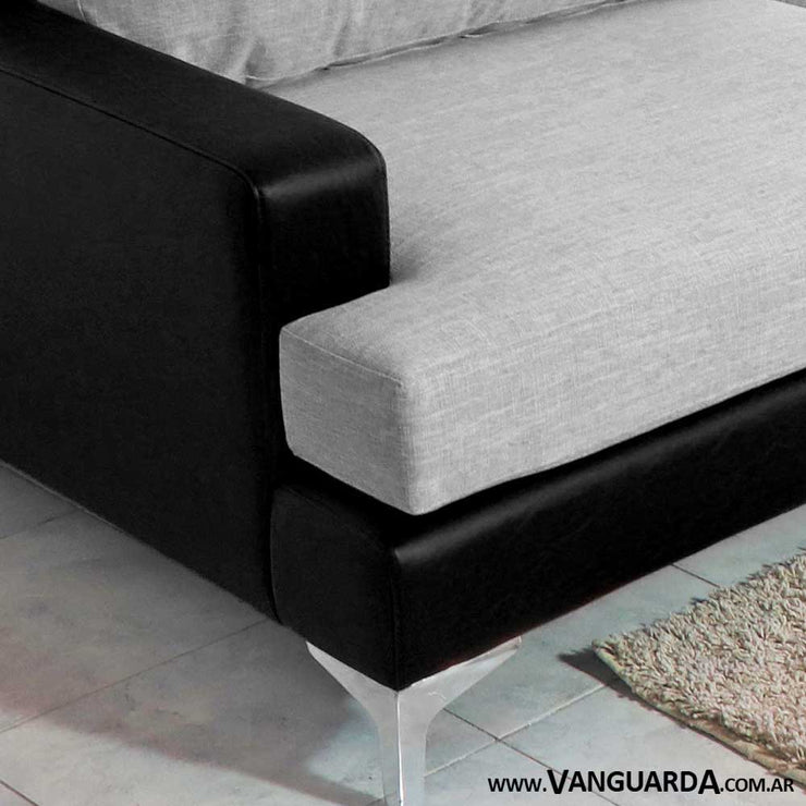 sofá industrial vintage Jacquet 3 cuerpos talampaya negro lino hueso tela